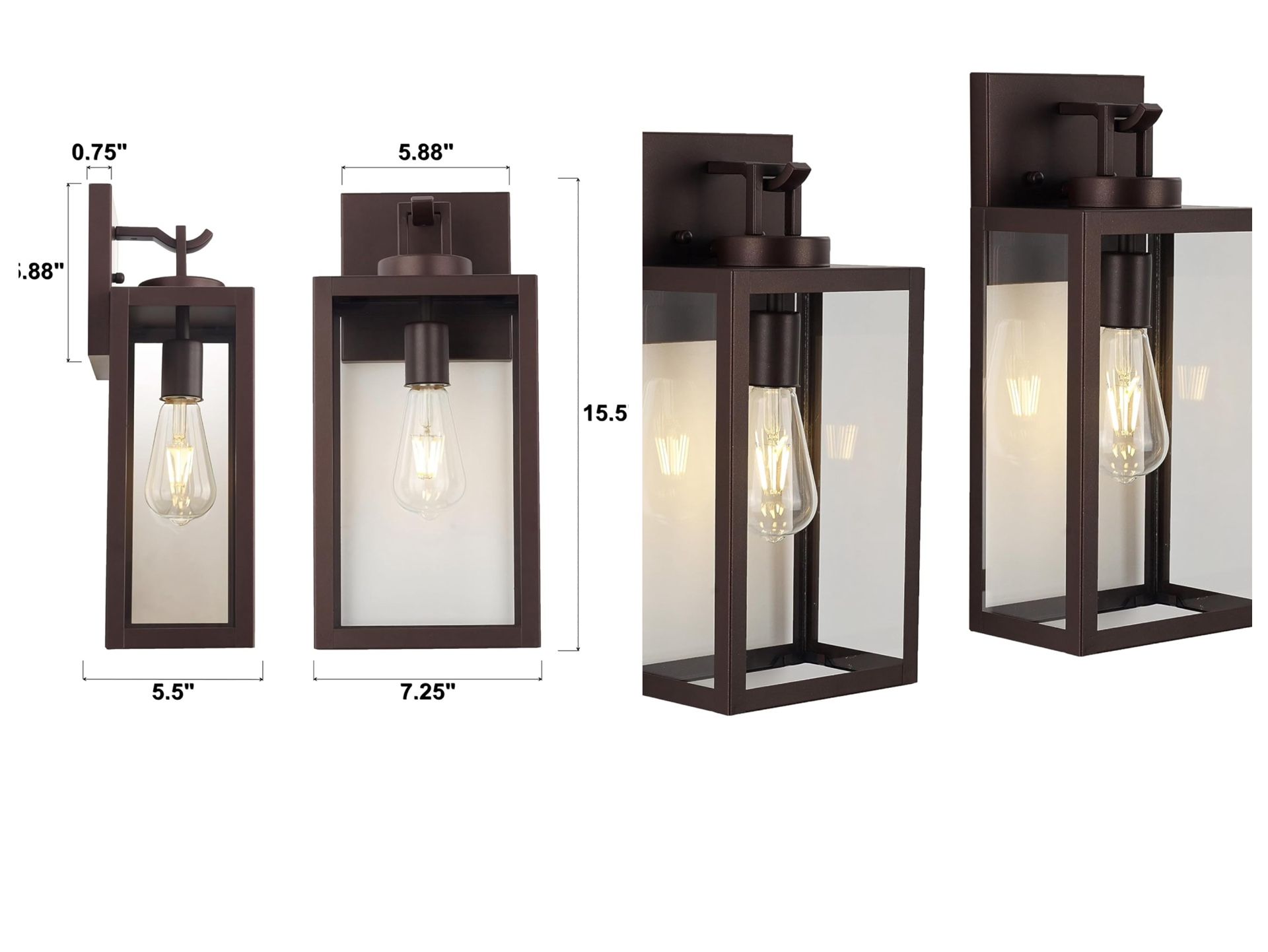 MICSIU Large Outdoor Wall Lantern 2 Pack, Oil Rubbed Bronze Exterior Lights Fixture, Clear Glass Outside Wall Light for House Garage Doorway Patio Por