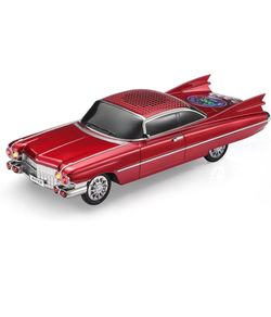 WSTER WS-730 Retro Tailfin Coupe Bluetooth Speaker with Display (Red) Retro Tailfin Coupe Design, Display Screen & LED Lights, TWS Stereo & FM Radio,