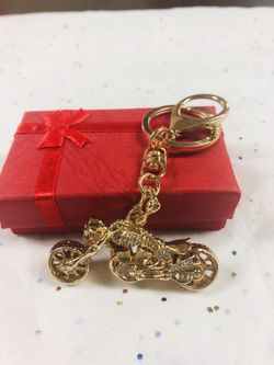 Gold motorcycle purse charm or keychain