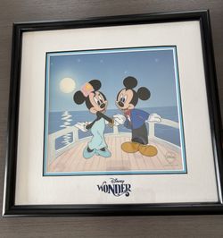 Walt Disney Limited Edition Commemorative Sericel featuring Mickey and Minnie Disney Cruise Limited Edition Moonlight From Disney 1997 Wonder
