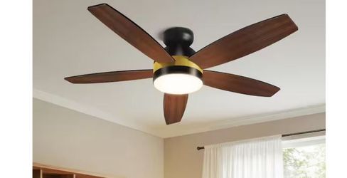 BICIK 44 in. Black Indoor/Covered Outdoor Dimmable LED Flush Mount Ceiling Fan with Remote