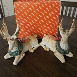 Fitz and Floyd Christmas Garland Stag Candleholder