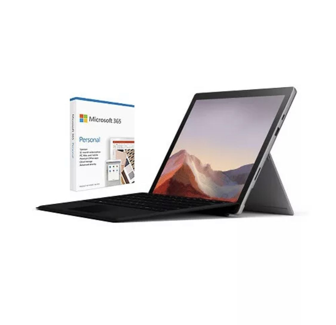 Microsoft Surface Pro 7 12.3 Intel Core i5 8GB RAM 128GB SSD Platinum Bundle Bundle Includes Type Cover Black + Microsoft 365 1 Year