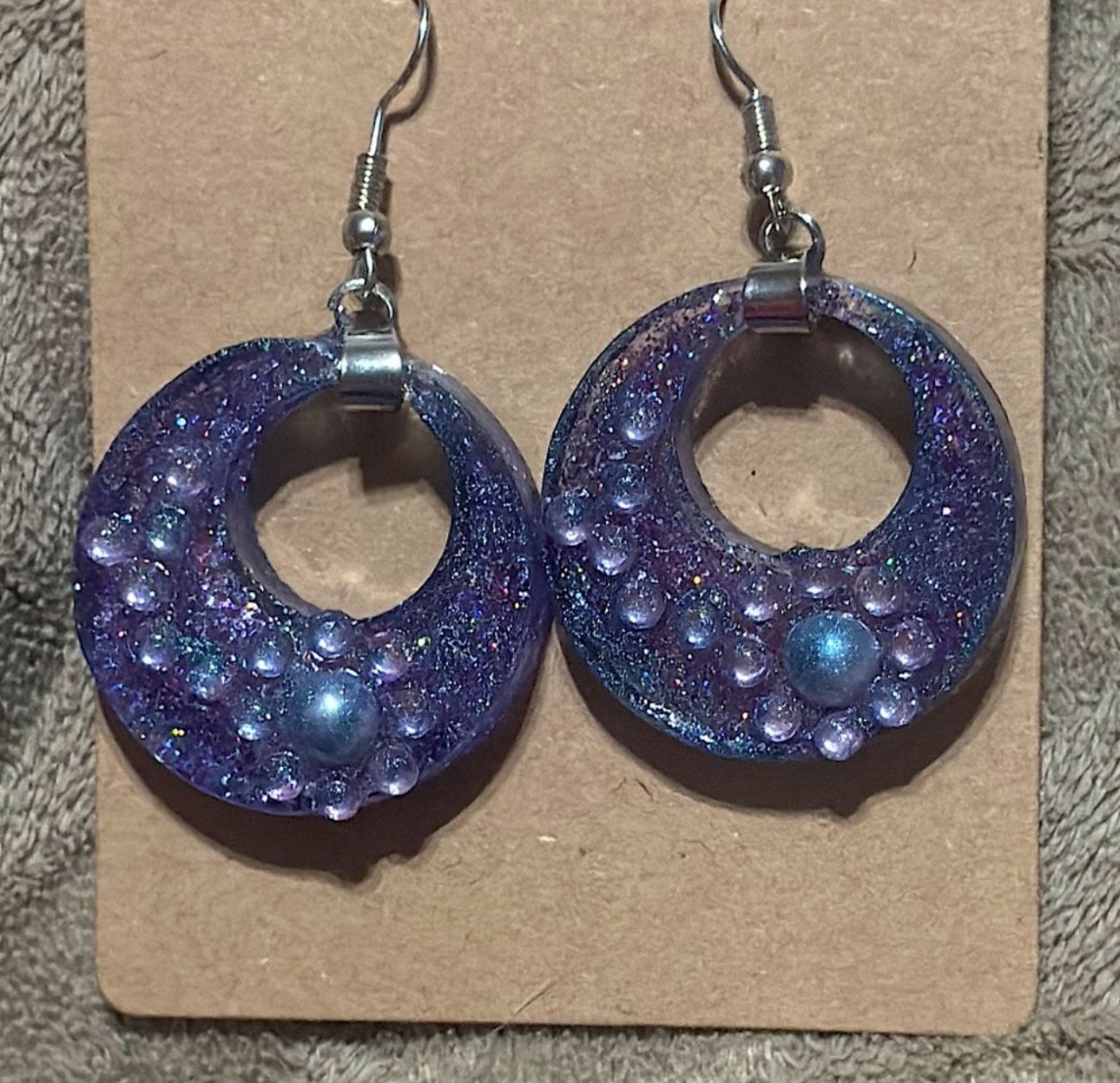 Blue and Purple Hoop Dangles