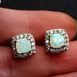 Opal and diamond earrings