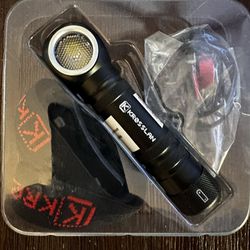 Compact Flashlight With Head Strap Hands Free Water Resistance  Horizontal Mount