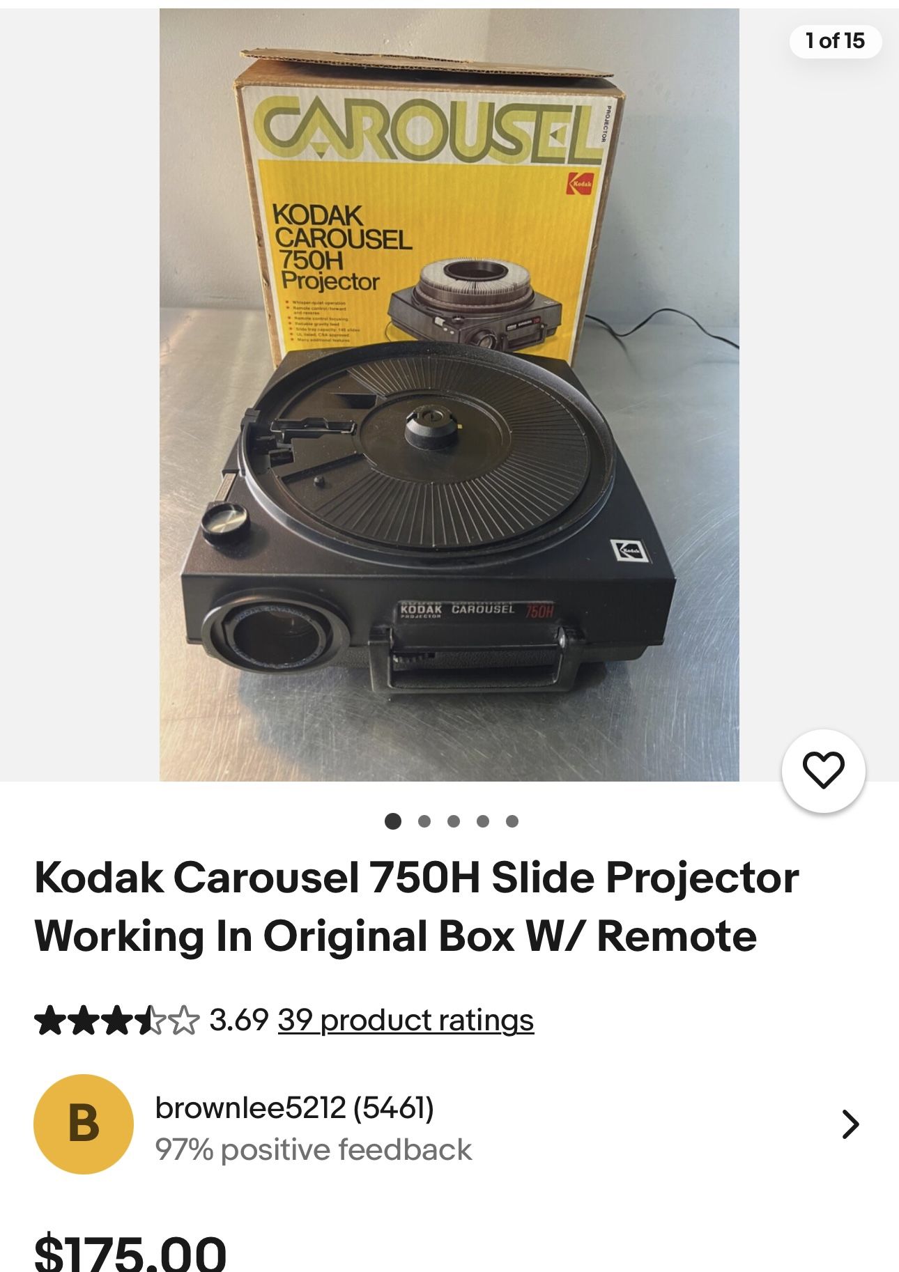Kodak Carousel 750H Slide Projector Working In Original Box W/ Remote