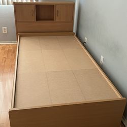 Wooden Twin Bed & 3 Storage Drawers
