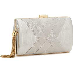 Women's Fringed Evening Bag, Silver, Clutch