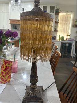 Vintage beaded lamp 25” tall