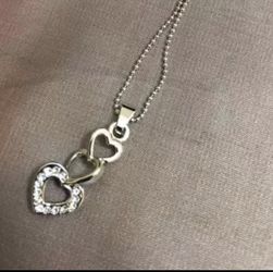 White gold plated crystal heart necklace