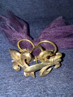 Flor de Lis Brass Napkin Rings - Set of 4