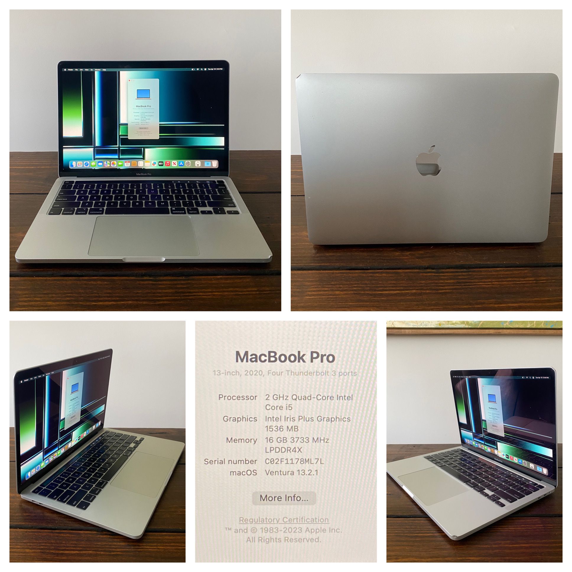 16gb, 500gb 2020 13" MacBook Pro Quad-Core, Office 2019, Logic, Final Cut