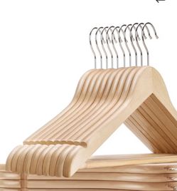 25 Like-New Wood Hangers! Includes: 15 Pant hangers & 10 regular wood  hangers