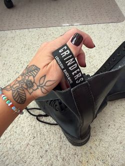 Grinders London England Black Leather Combat Boots