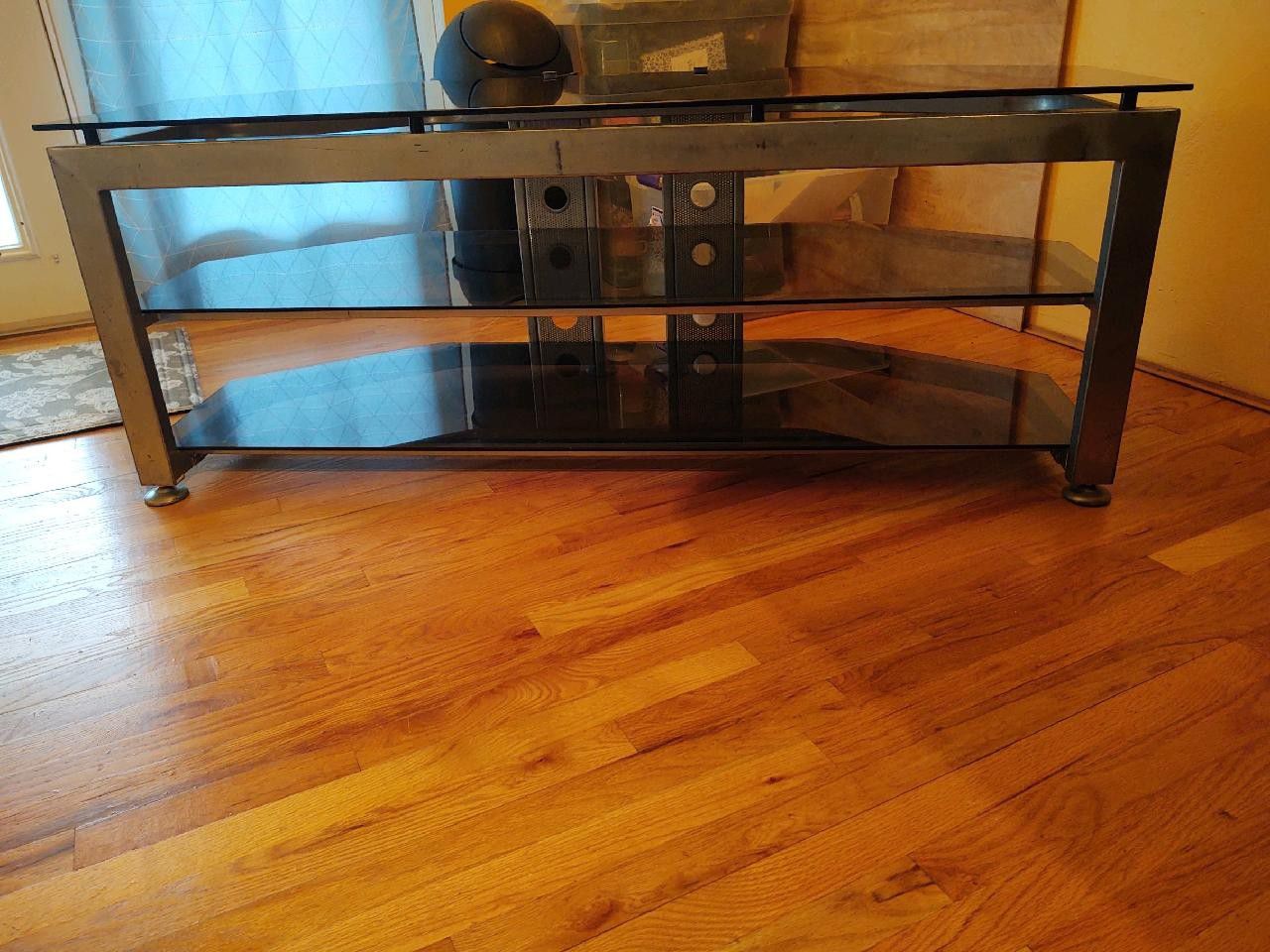 3 shelf glass top TV stand
