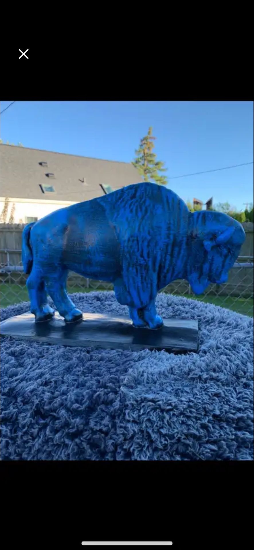 The Old Blue Buffalo Statue