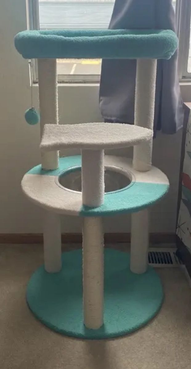 Cat Tree, 35.5in Cat Tower for Indoor Kitten, Kitty House with Scratching Posts & Padded Perch & Space Capsule, Cute Scratching Tree, Pet Furniture fo