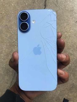 Apple iPhone 16 Blue Cracked Back Glass