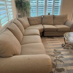 Basset modular sectional sofa in a sand-colored fabric - 165” x 95” 