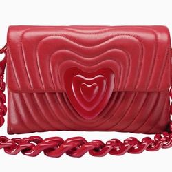 Escada Heart bag handbag for women. Red Leather.