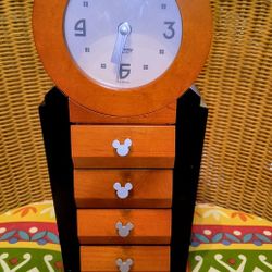 Mickey Mouse Solid Modern Wood Clock And Jewelry 🎁 Box Great For Christmas 🎄