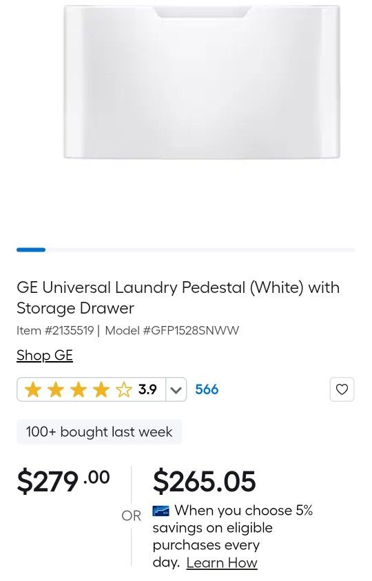 Laundry Pedestal w/Drawer 16x27.9in and 29.8in deep