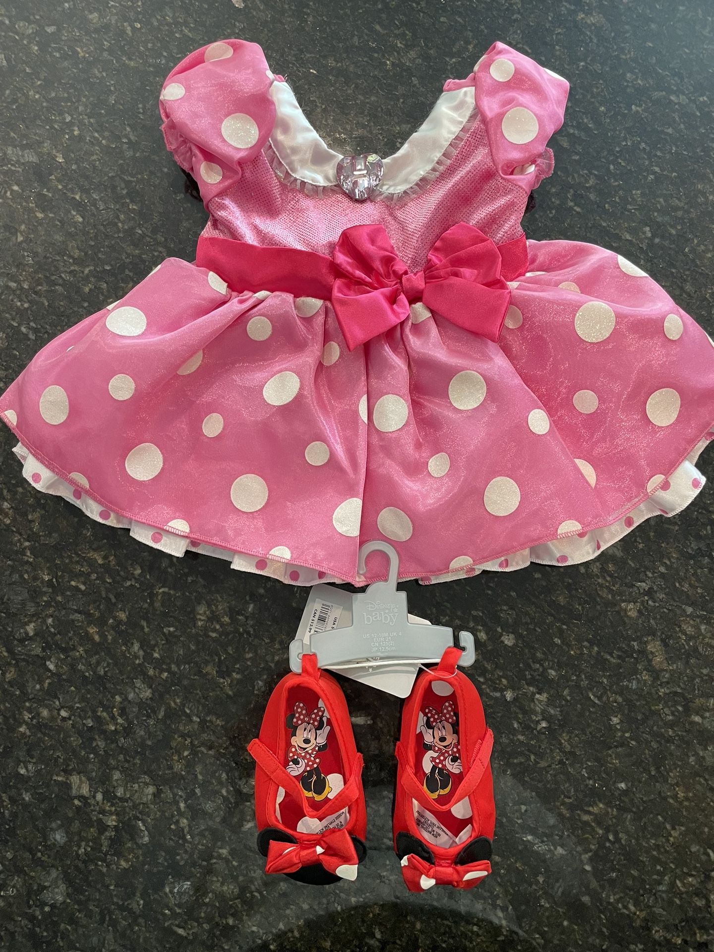 Disney Baby Girl Minnie Mouse Dress & Shoes Size 12-18 Months