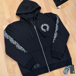 Black Chrome Hearts Zip Up Hoodie 