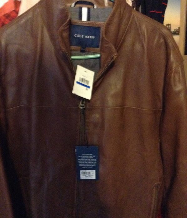Brand New Cole Hann Size Xl Cognac Color Leather Jacket For Brand New Cole Hann Size Xl Cognac Color Leather Jacket