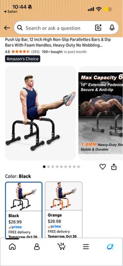 Push Up Bars Parallettes Dip Bars Black