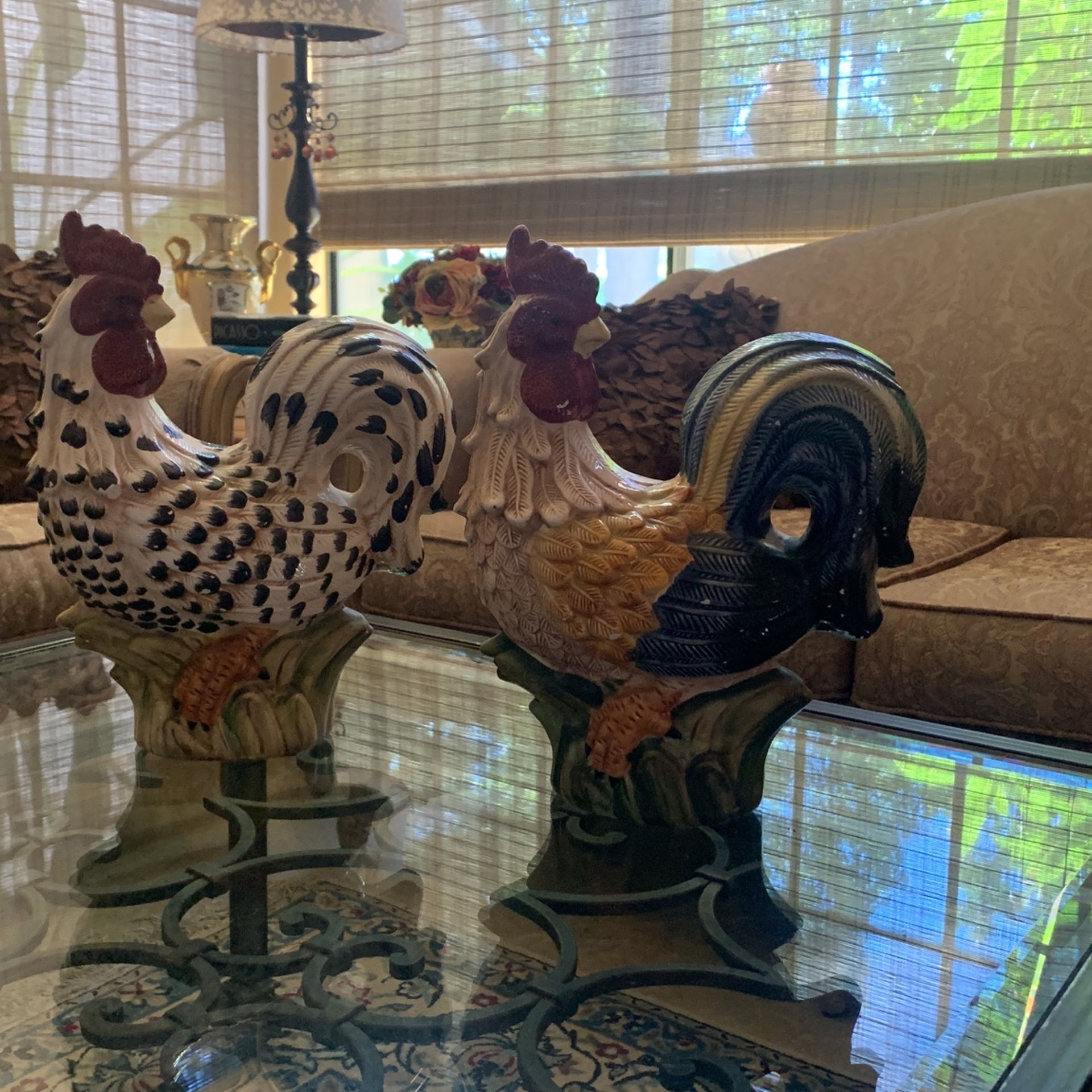 Pair Of Ceramic Roosters