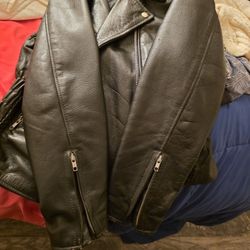 Woman's Black Leather Motorcycle Jacket