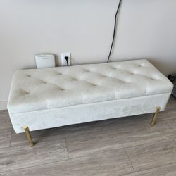 Cream Bench Storage Ottoman  
