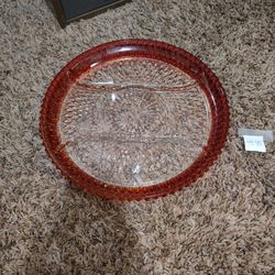 Indian Glass Ruby Flash Plate