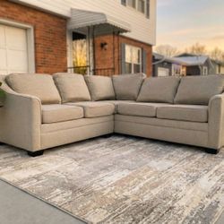 Modern 2 Pieces Beige Sectional Free Delivery Deep Cleaned