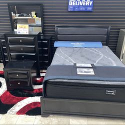 MODERN NEW MONTE CARLO BLACK QUEEN BEDROOM SET ON SALE ONLY $899. KING SET $999. IN STOCK SAME DAY DELIVERY 🚚 EASY FINANCING 