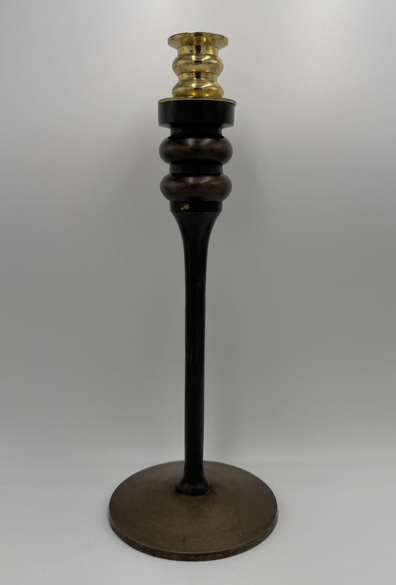 Wood & Brass Candle Holder 13.5”