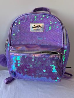 Justice Girls Purple Sequin Mini Backpack