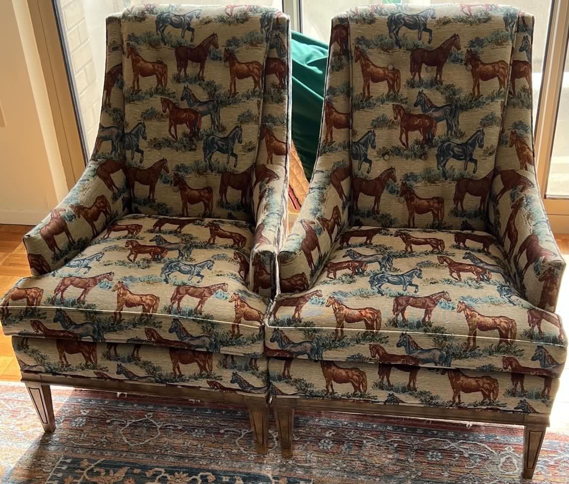 Vintage MCM Mid Century Modern Jean Royere Horse Chairs 
