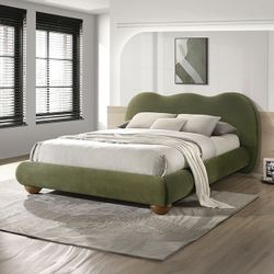 Brand New Olive Green Velvet Queen Size Bed Frame