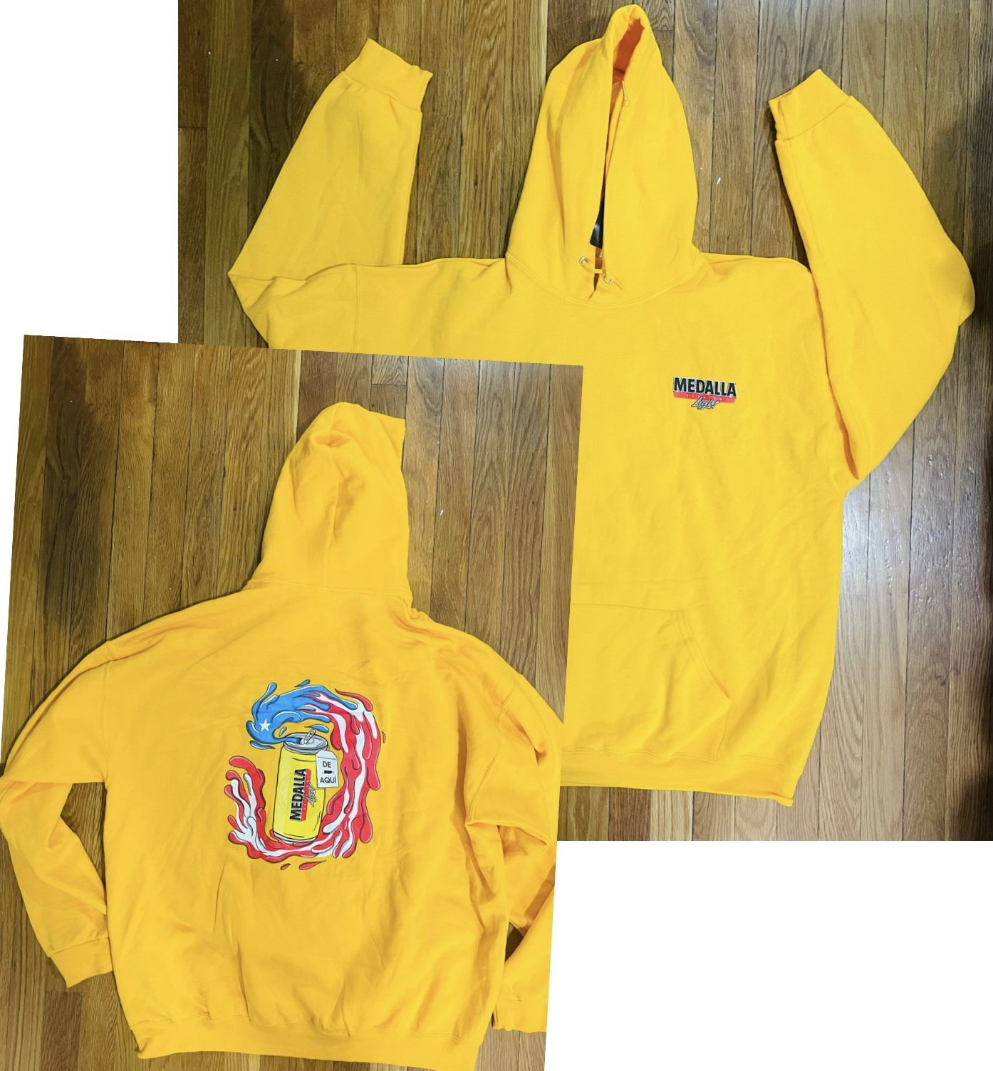 Official Medalla Light Beer Hoodie Jacket Rare yellow Cerveza Puerto Rico XXL