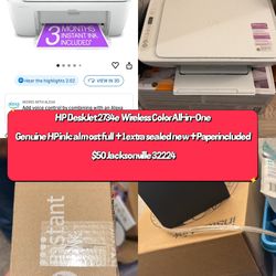 HP DeskJet 2734e All-in-One (Printer/Scan/Copy) — Like New + Extra Ink+paper