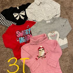 Winter/fall Girl Clothes, Long Sleeves Shirts Size 3T