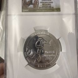 2015 Saratoga 5oz Silver ATB Quarter NGC MS 69 DPL | Early Releases