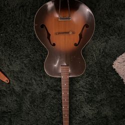 Vintage Hollow Body Acoustic Guitar Sunburst 