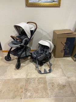 Nuna Mixx Stroller With Car Seat White Canopy