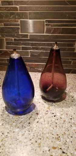 VINTAGE GLASS OIL LAMPS