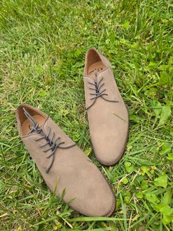 Wallin & Bros Men's Derby Dress Shoes Tan Nubuck Leather Gray Laces Size 12M