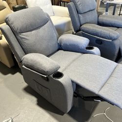 New-Korser Recliner Chair, Small Recliners for Small Spaces, Reclining Chair, Manual Recliner with Cup Holders and Side Pockets, Chairs for Living Roo